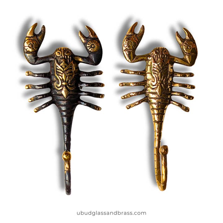 Crochet mural Scorpion en laiton – Porte-clés, serviettes et bijoux style gothique Dark Academia pour la vente par Ubud Glass