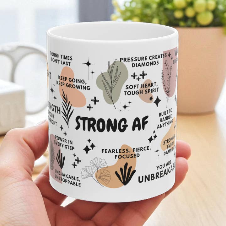 EMESLY - Vente Tasse à café - Mug en céramique motivationnel Strong AF; 11oz/15oz0
