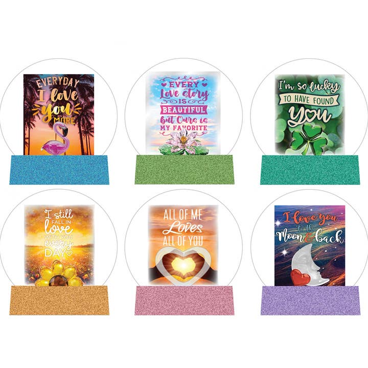 Novelty Brands - Wholesale Decorative Tabletop Object - Light Up Glass Globe Rose Keepsake Assortment- 6/Display