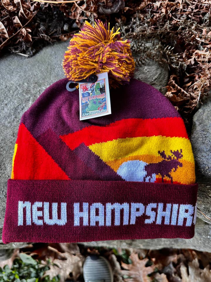NH-Moose & Mountains Pom Pom Hat for wholesale by Woods & Sea
