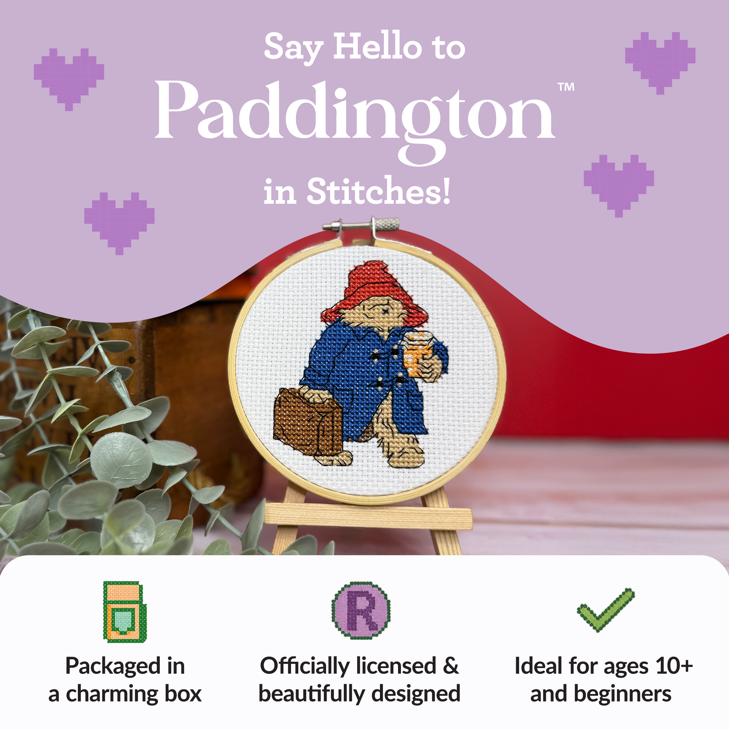 The Crafty Kit Company - Wholesale Embroidery/Cross Stitch Supplies - Paddington - The Journey Begins Mini Cross Stitch Kit1