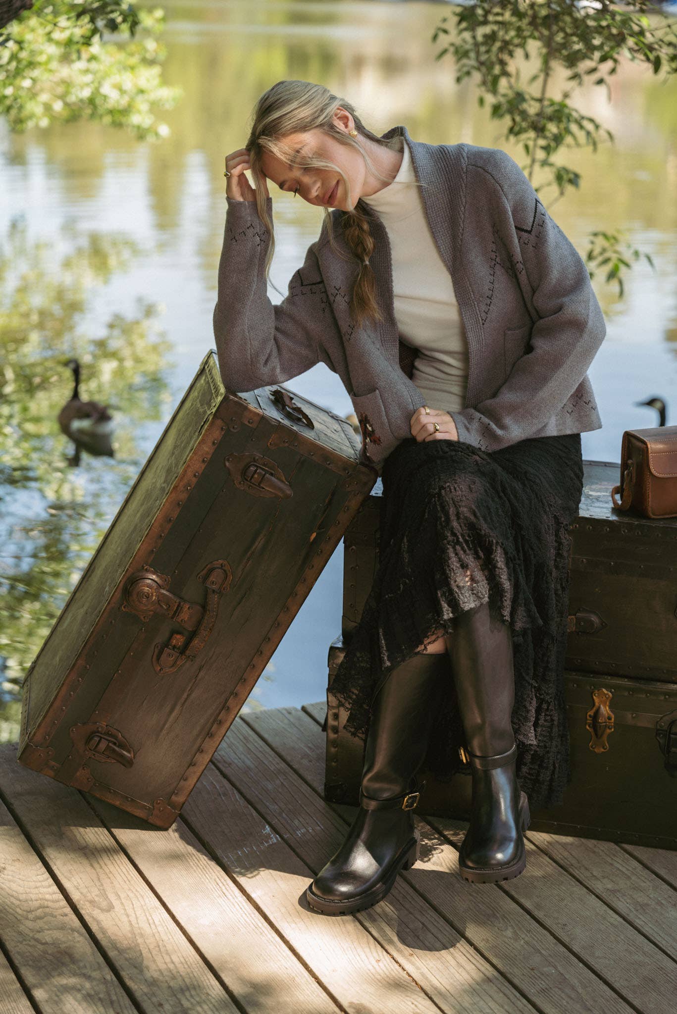 &MERCI - Wholesale Cardigan - Women's - HORSE KNIT SWEATER CARDIGAN MSW1080715