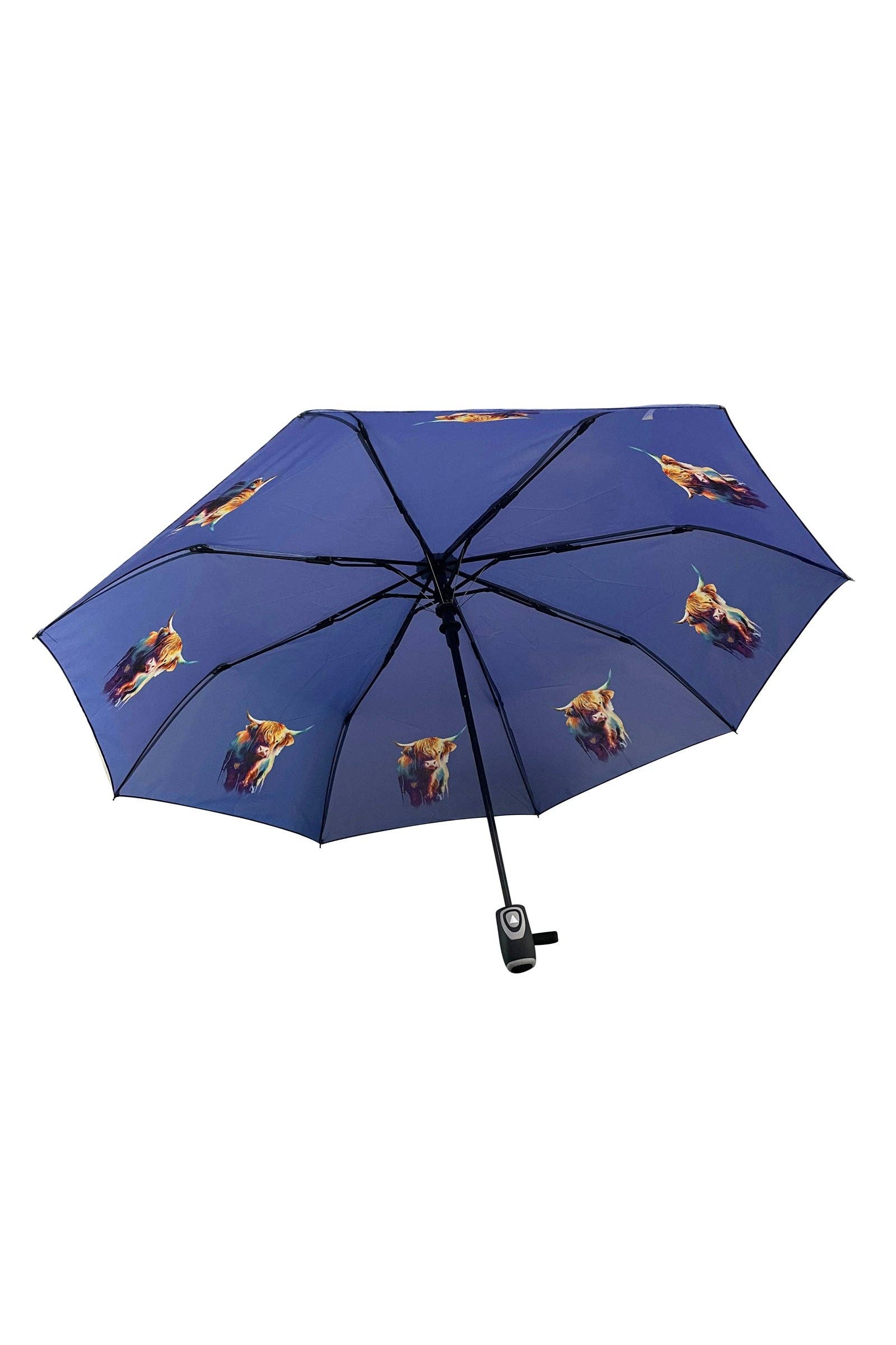 Blue Scottish Highland Cow Umbrella (Short) for wholesale on Faire3
