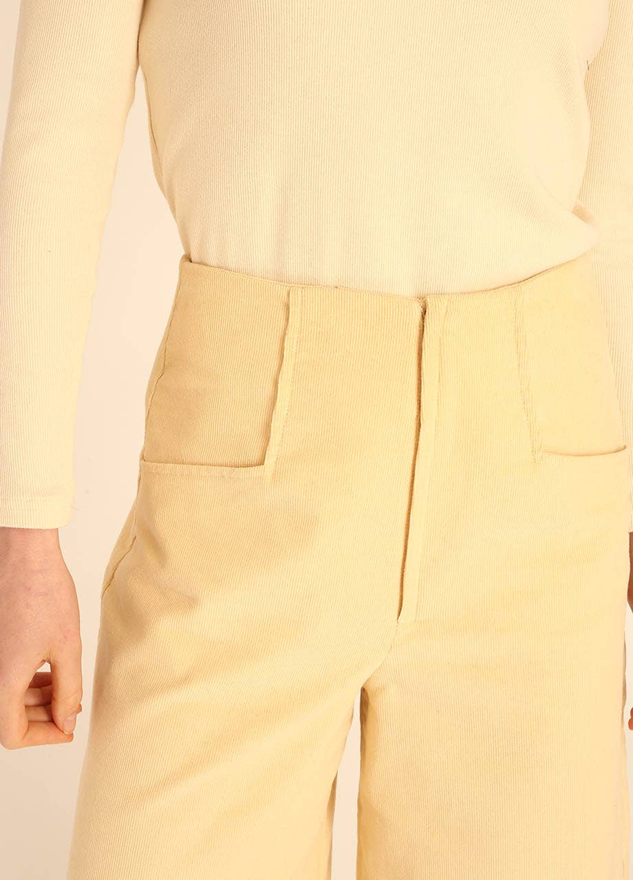 Pepaloves - Wholesale Pants - Women's - CULOTTE CORDUROY BEIGE2