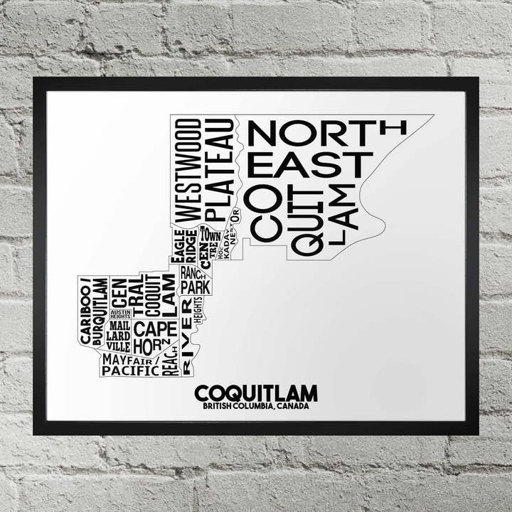 Coquitlam British Columbia Bairro Tipografia mapa da cidade por atacado de Damon D Chan