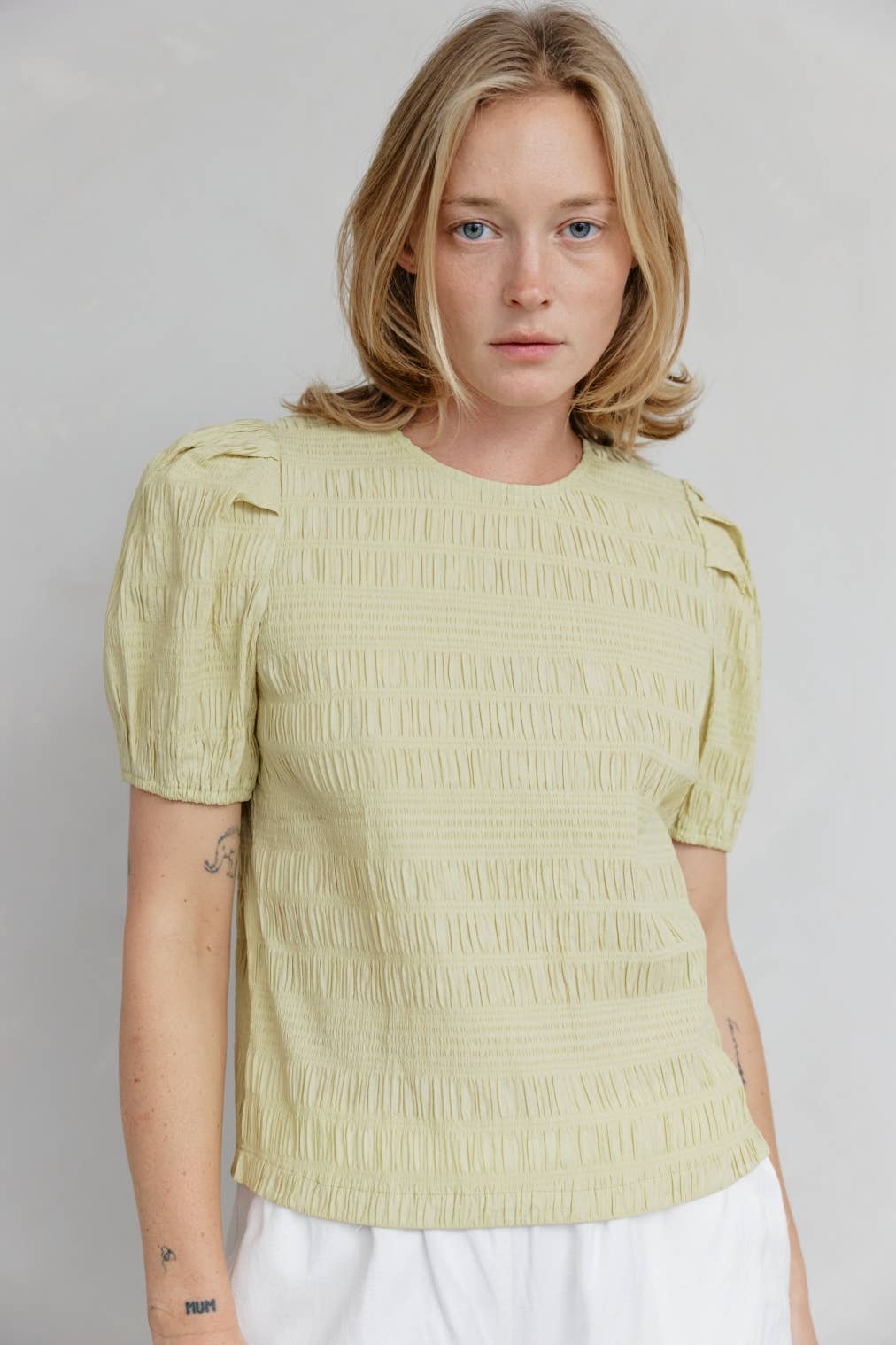 MOD REF - Wholesale Blouse - Women's - The Celia Top | Textured Puff Sleeve Top0