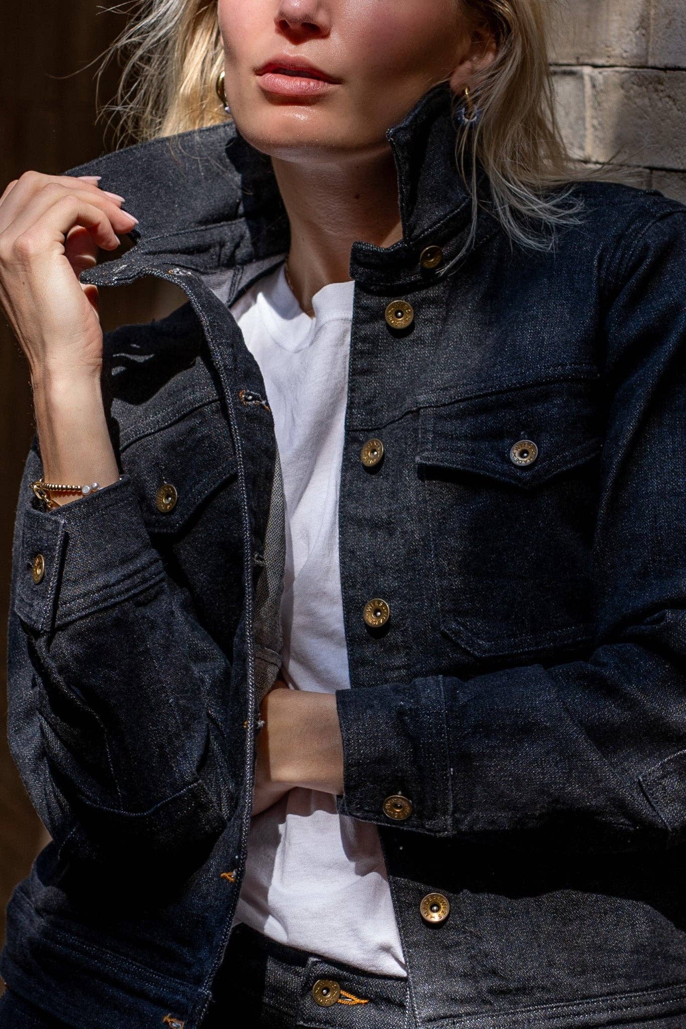 Schwarzer Stein Artcher Jacke | 14oz Broken Twill Denim für den Großhandel auf Faire5