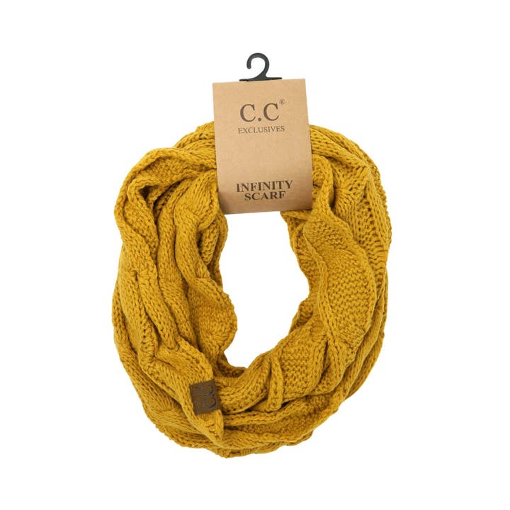 C.C Beanie - Wholesale Scarf - Women's - Solid Cable Knit CC Infinity Scarf SF8003