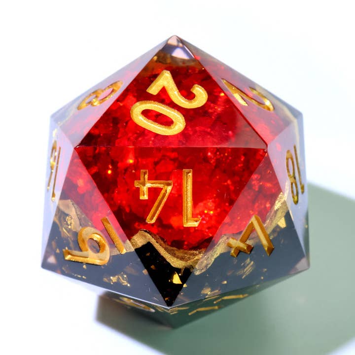 Crimson Abyss | 33mm D20 | Oversized Geode Dice for wholesale by Tabletop Dominion Limited