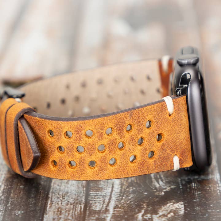 Cinturino da polso in pelle fatto a mano con cinturino Apple Watch per la vendita all'ingrosso da parte di Renna Leather