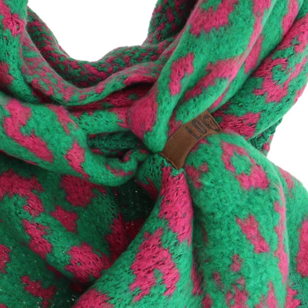 LOT83 – Cachecol - Mulher por atacado – Cachecol Nina Leopard Verde1