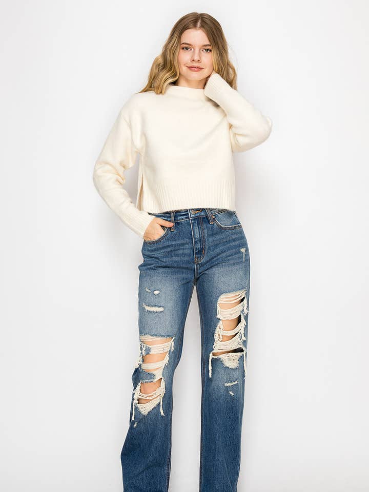 ARTEMIS VINTAGE - Wholesale Jeans - Women's - HYBRID STRETCH RIPPED RELAXED FLARE JEANS