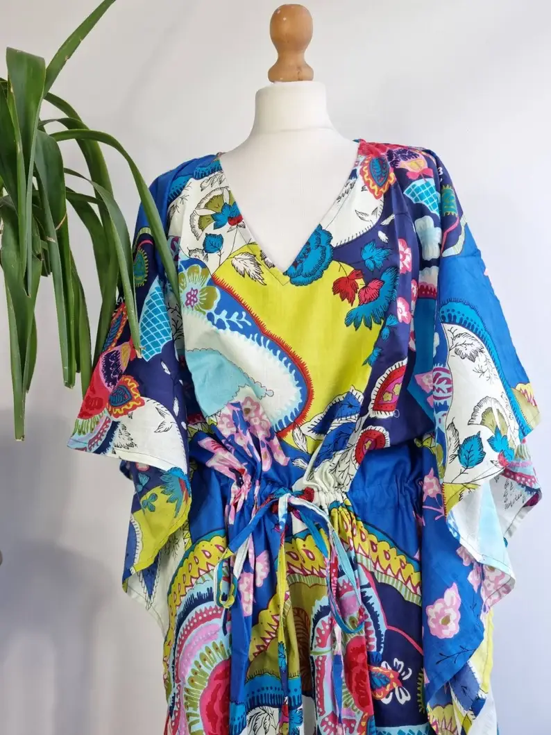 Essential Designs London – wholesale Kaftan – Women's – Pure Cotton Kaftan Long Dress In Vibrant Shade7