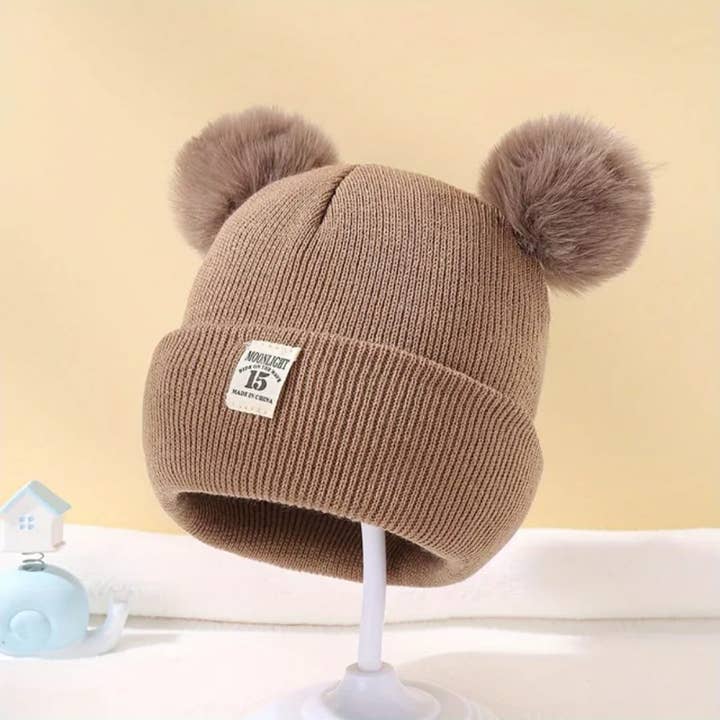 Cotton Socks - Wholesale Newborn/Knit Hat - Baby - G001 BABY HAT WITH COTTON POM POMS