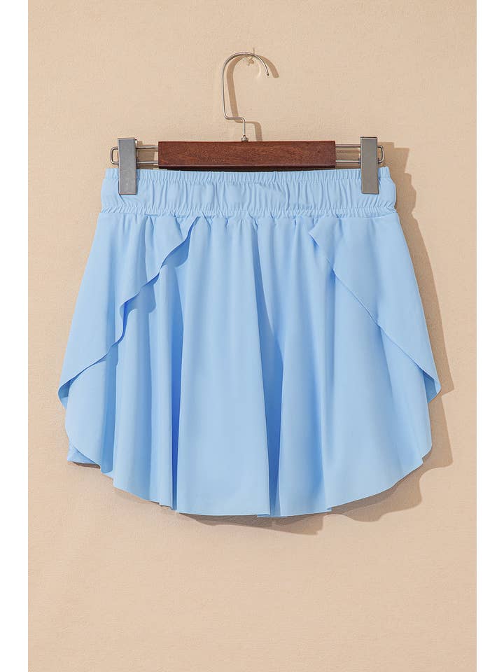 PRETTY BASH - Wholesale Skort - Women's - Solid Drawstring High Waist Skort