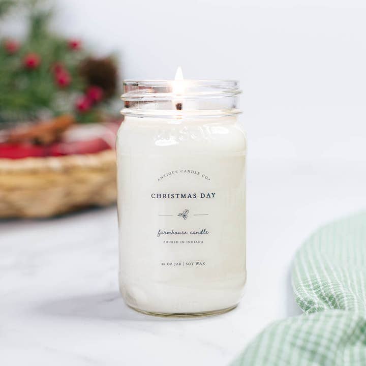 Christmas Day - Soy Wax Mason Jar Candle for wholesale by Antique Candle Co.®