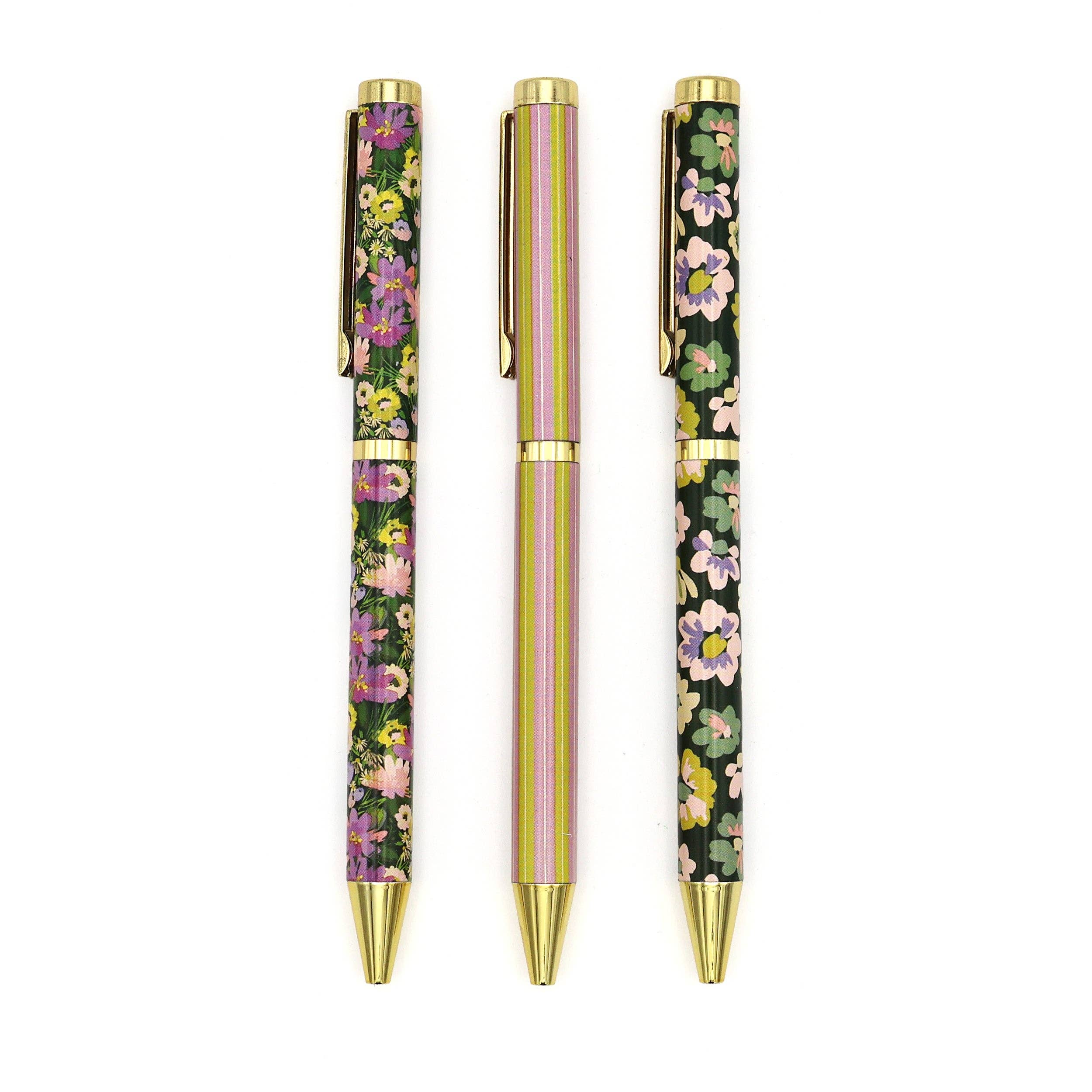 Robert Frederick Ltd – wholesale Pennor – Willow and Belle kulspetspennor med blandade mönster i presentförpackning – set om 3 pennor1