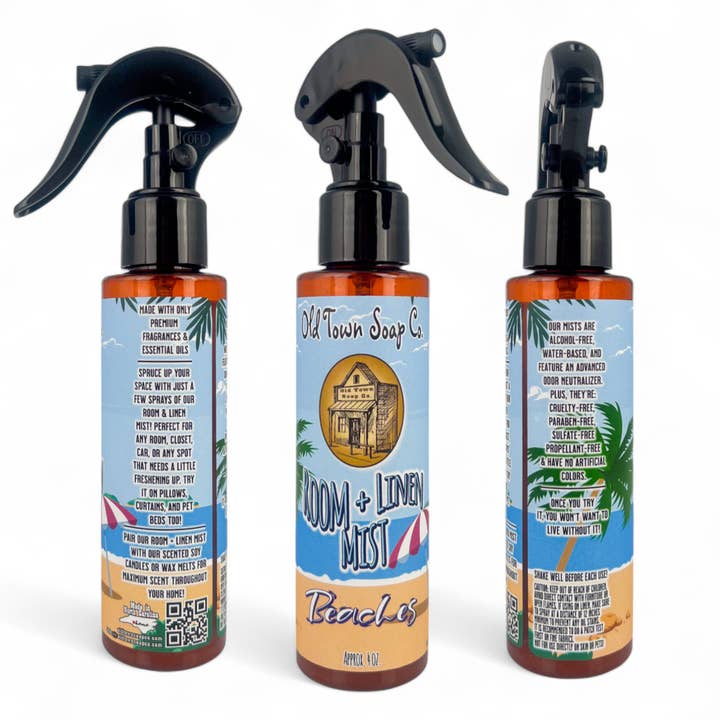 Old Town Soap Co. – wholesale Room & linen spray – Beach Scents Room + Linen Mist (Avail in 5 Great Scents!)1