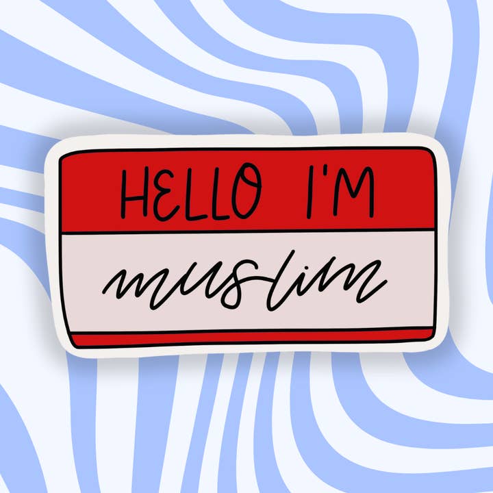 Olá, sou um autocolante de vinil vermelho brilhante muçulmano recortado. por atacado de Marhaba Prints