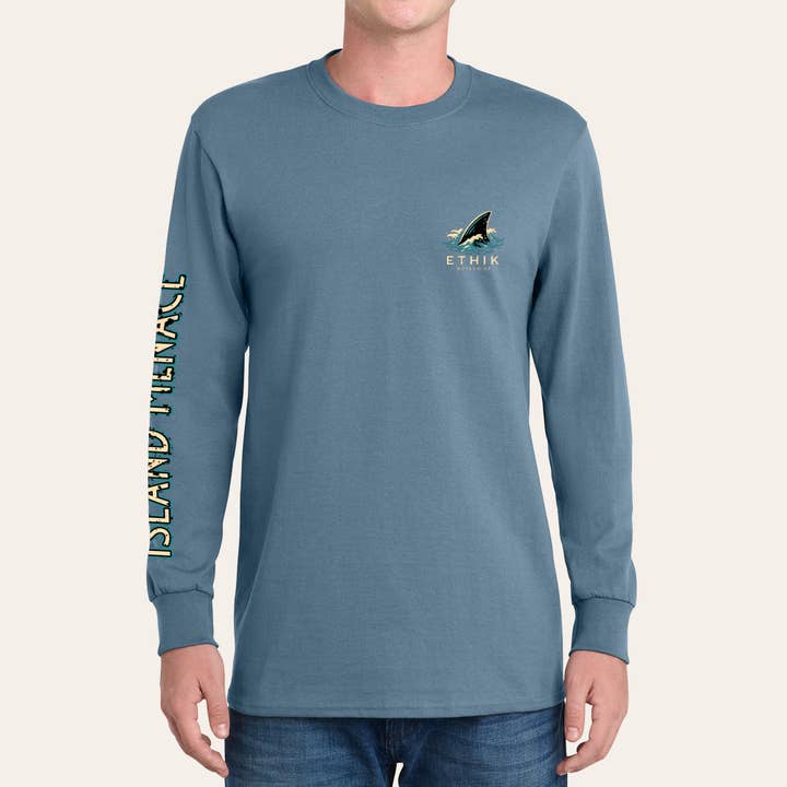 Island Menace Long Sleeve | Blue for wholesale by Ethik Worldwide