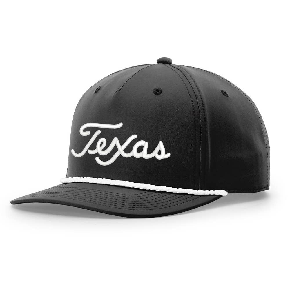 TWT Brand - Wholesale Flat Brim Cap - Unisex - Texas Script Grandpa Rope 3D Embroidered Hat0