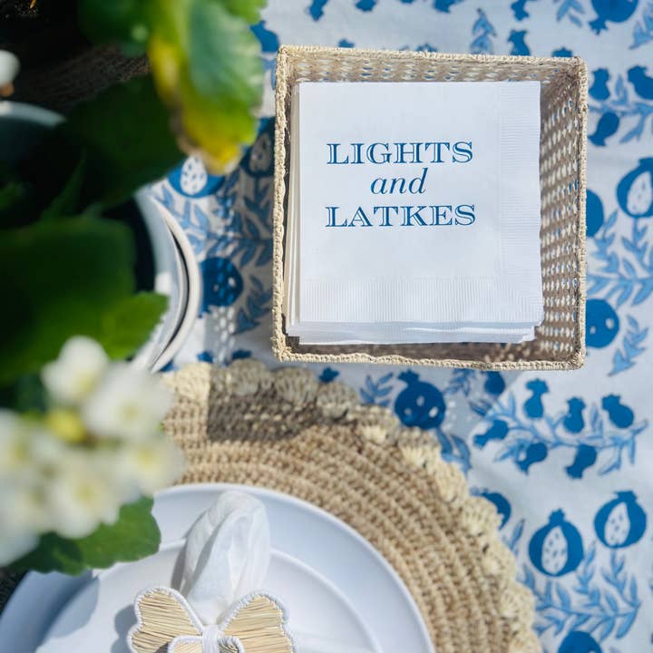 Sunshine Daisy LLC - Wholesale Disposable Napkin - Lights And Latkes Hanukkah Cocktail Paper Napkins3