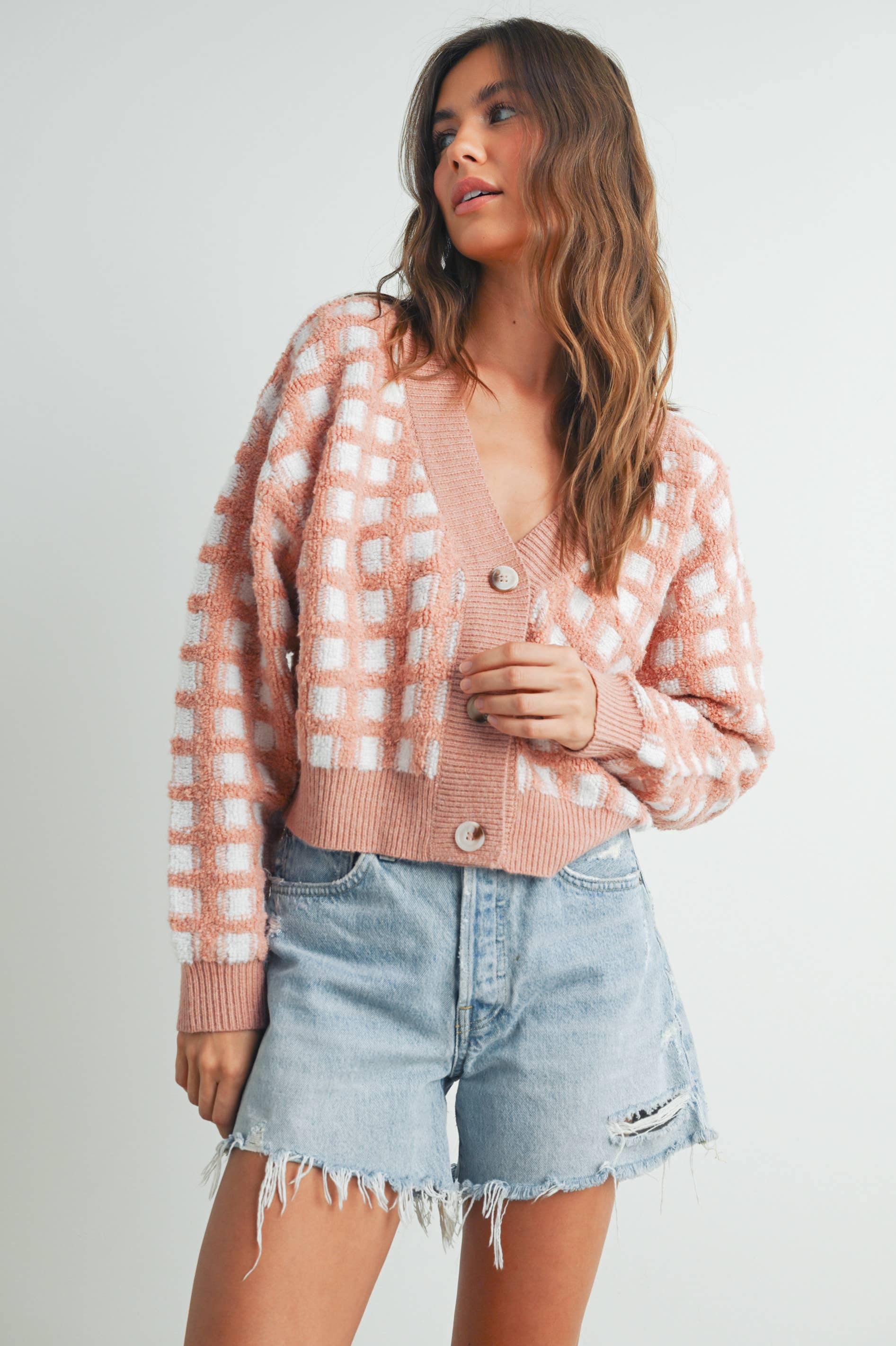 BUTTERMELON – Engroshandel Cardigan - Dame – Cropped V-hals Cardigan - BMC751913