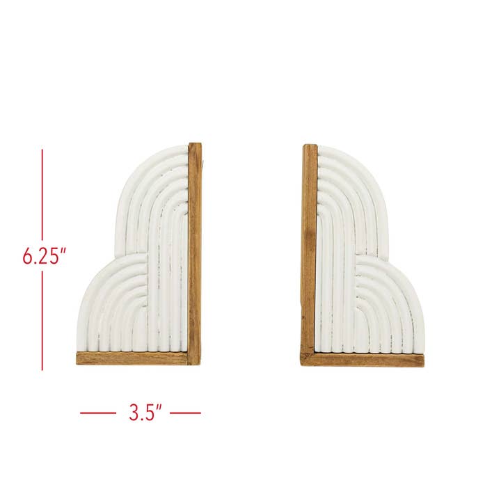 Foreside Home & Garden - Wholesale Bookend - Wren Set 2 Arched Cloud Bookends White Wood