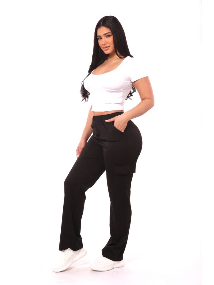 REDFINCH APPAREL INC - Wholesale Pants - Women's - Womens Mid Rise Straight Leg Pants With Cargo Pockets14