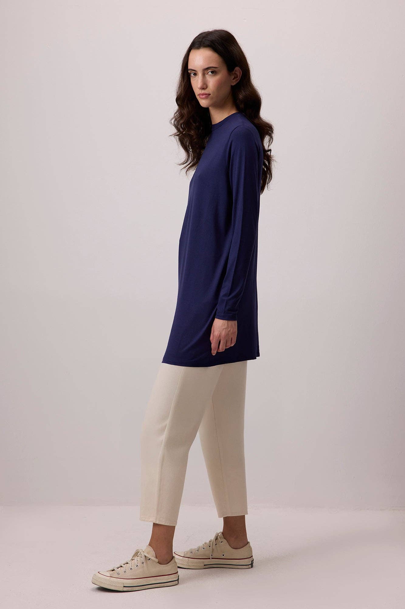 Navy Blue LONG VISCOSE TUNIC for wholesale on Faire4