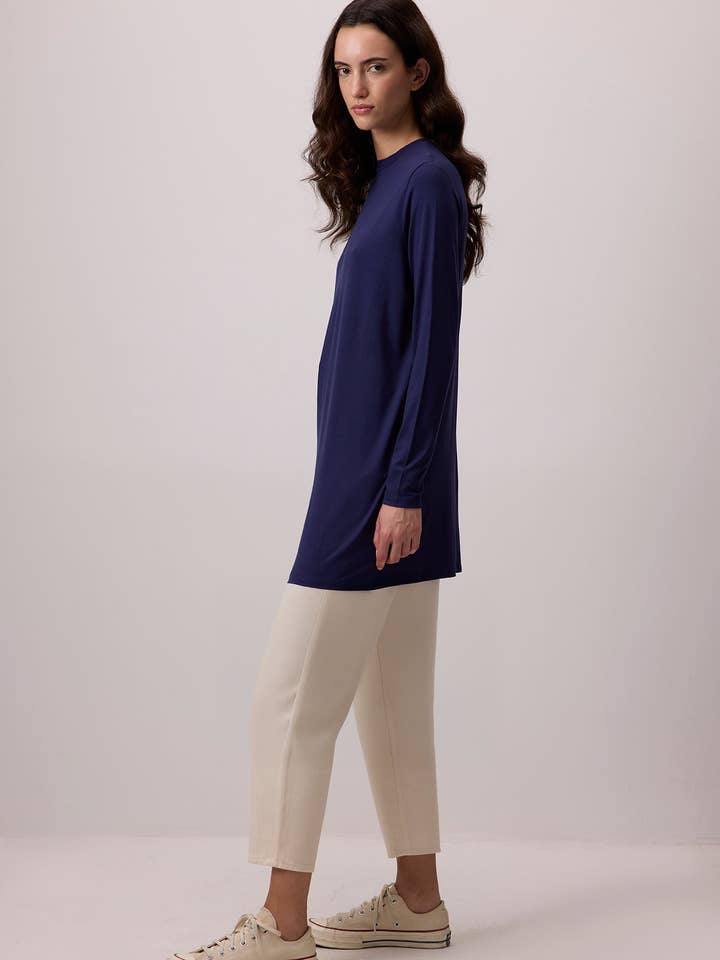 Navy Blue LONG VISCOSE TUNIC for wholesale on Faire4