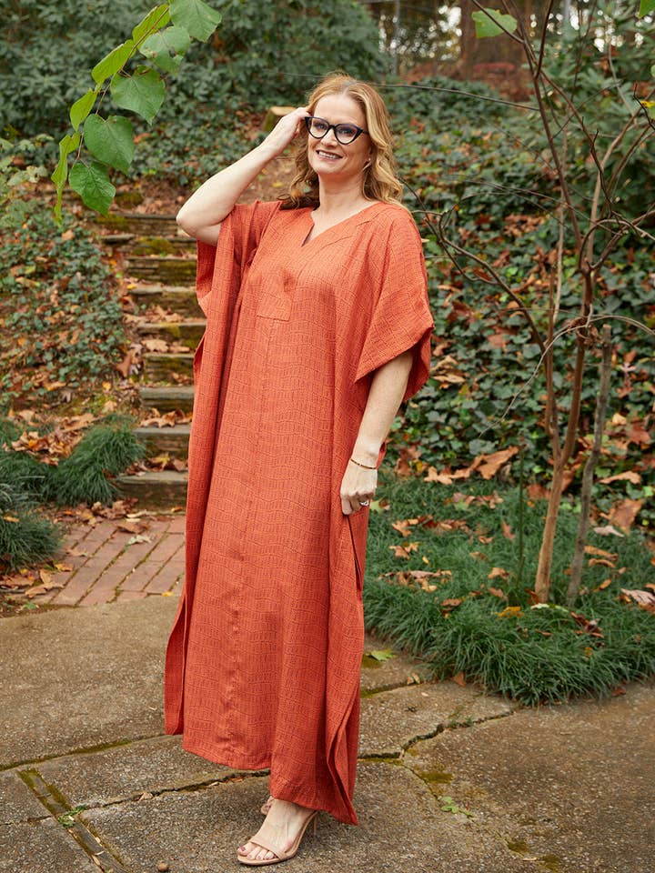 Grace Caftan, Clementine Print for wholesale by Dessous Loungewear