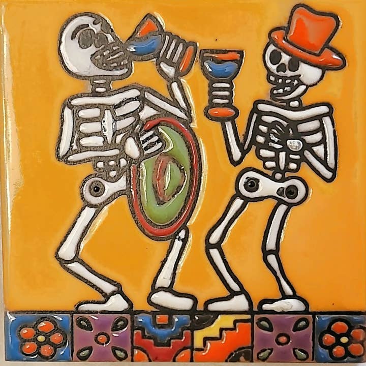 Arara Enterprises - Wholesale Wall Tile - TD-27 Drinking Skeletons
