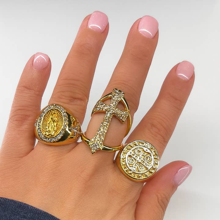 Jagged Halo Jewelry - Wholesale Multi-Stone Ring - Miraculous Medal Ring3