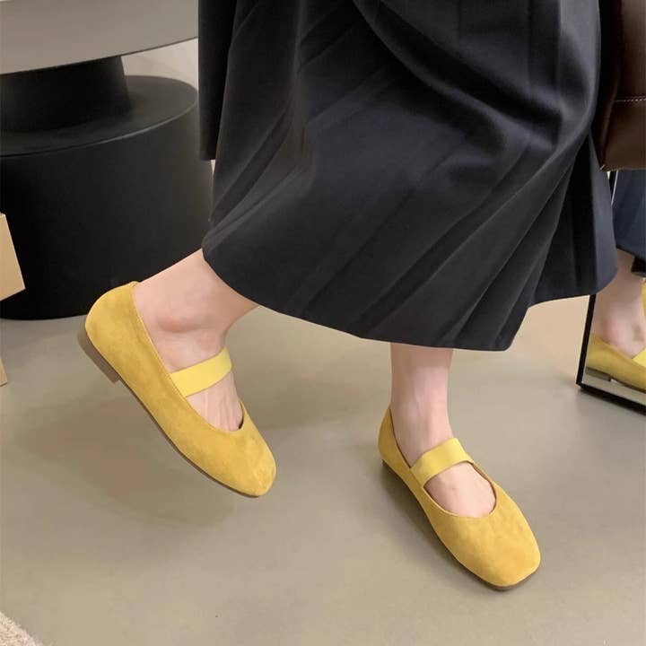 ACCITY - Wholesale Flats - Women's - Suede Ballet Flats Mary Janes for Women_CWSHF008210