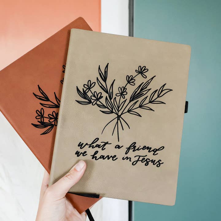 'What a friend we have in Jesus' floral leather journal notebook and other Purchase Wholesale what a friend. Free Returns & Net 60 Terms on Faire trending on Faire.