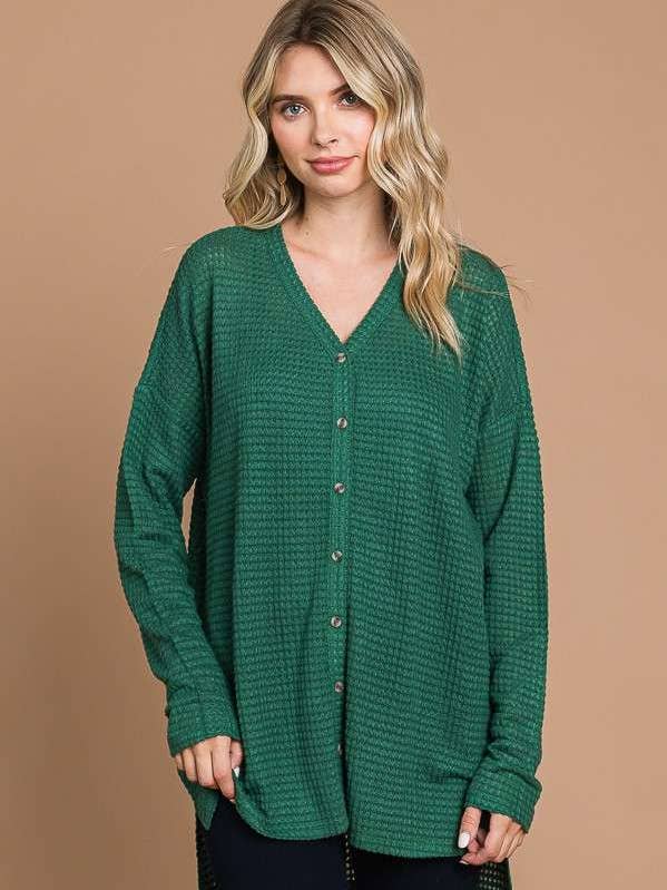 CHT1820L - DROP SHOULDER LSLV V-NECK CARDIGAN for wholesale by Culture Code