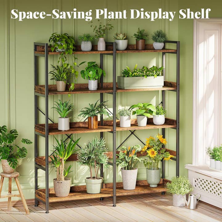 Rustic Brown 5 Tier Bookcase for wholesale on Faire2