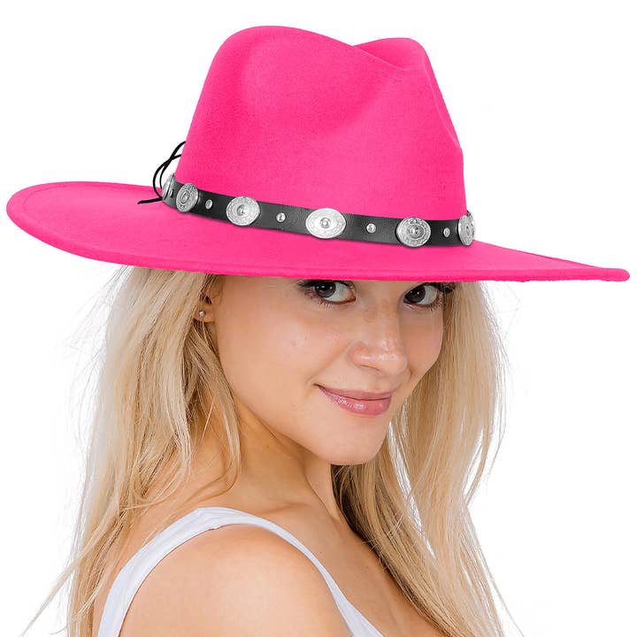 Cap Zone – Fedora - Mulher por atacado – Chapéu de Feltro Rancher de Aba Larga com Cinto de Conchas15