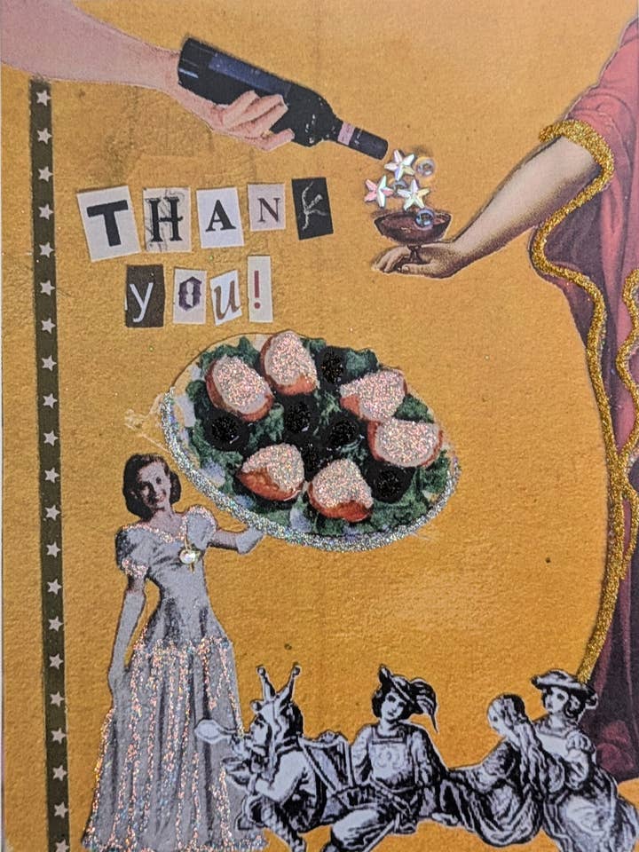 Unique MCM Thank You Card, Vintage Collage Thank You for wholesale by Erica DiPaolo Designs