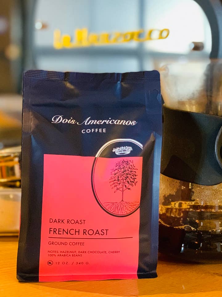 Dois Americanos French Dark Roast Coffee 12 oz. for wholesale by Nobletree Coffee