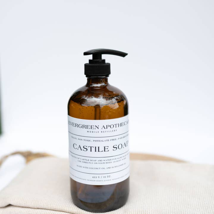 Evergreen Apothecary - Wholesale Hand Soap/Wash - Castile Soap, 16oz, Glass Bottle, Multiple Options