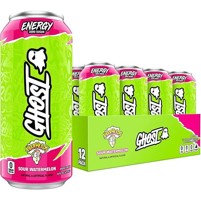 Ghost Energy Sour Warheads Watermelon, lattina da 16 Fl Oz per la vendita all'ingrosso da parte di L&F Universal Goods