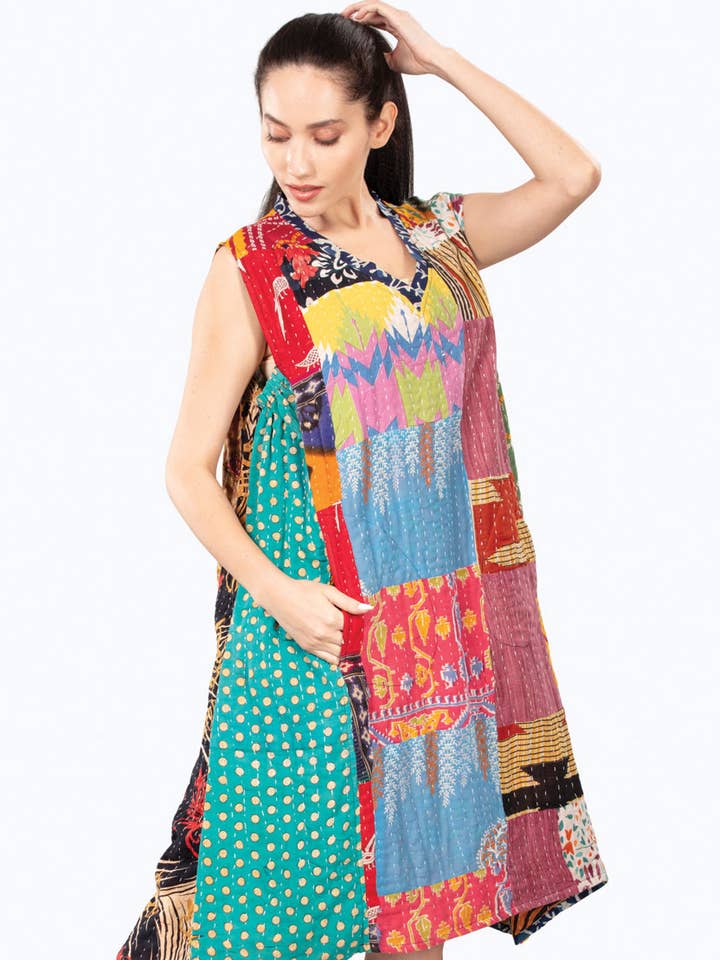 Robe Sari Kantha Réversible pour la vente par Sevya Handmade