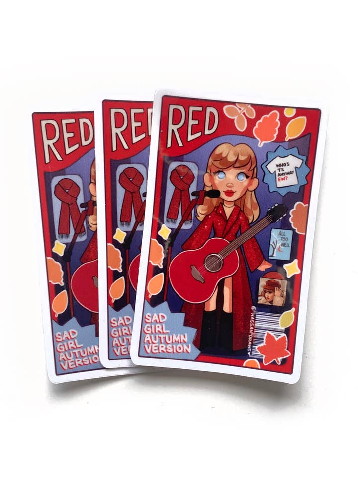Taylor Eras Red Inspired Doll Drawing Sticker Decal Art for wholesale by Hassan Draws