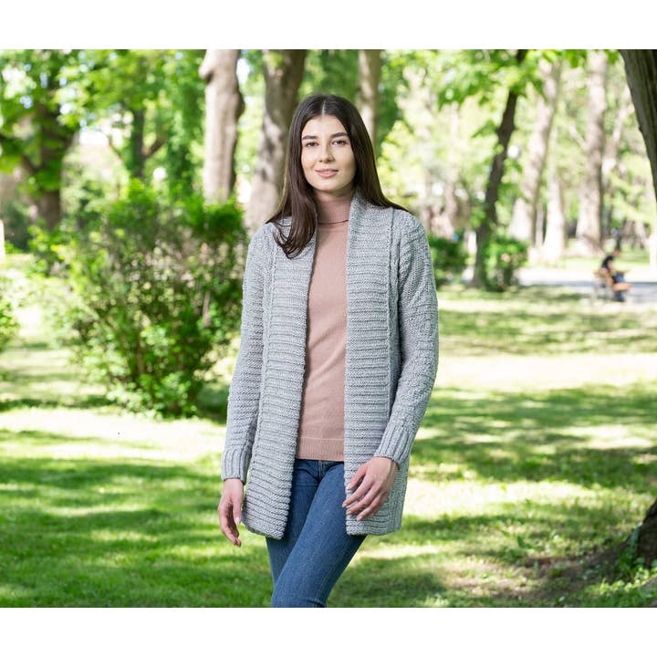 Saol - Wholesale Cardigan - Women's - Open Front Cable Knit Cardigan2