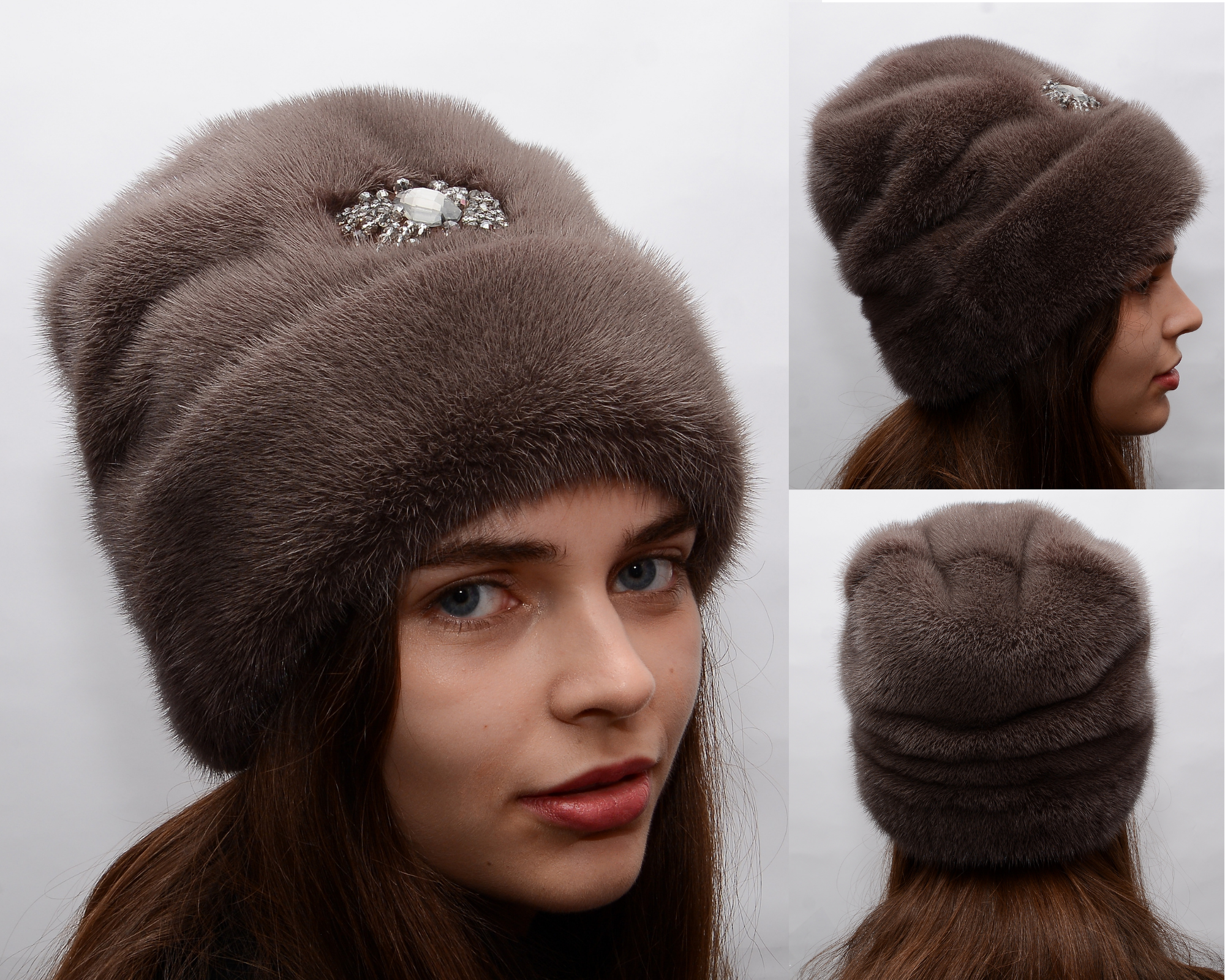 FurStyleUa – Casaco de pele/imitação de pele - Mulher por atacado – Chapéu de Pele de Visão Feminino Inverno Luxo Chapéus de Pele de Visão Verdadeira6