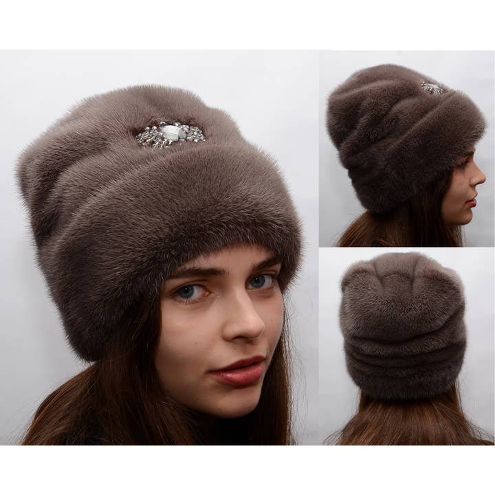 FurStyleUa – Casaco de pele/imitação de pele - Mulher por atacado – Chapéu de Pele de Visão Feminino Inverno Luxo Chapéus de Pele de Visão Verdadeira6