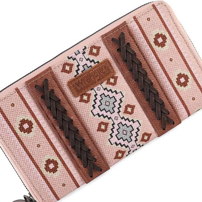 South End Clothing and Apparel L.L.C - Wholesale Wallet - Women's - Wrangler Southwestern Art Print Wallet Pink1