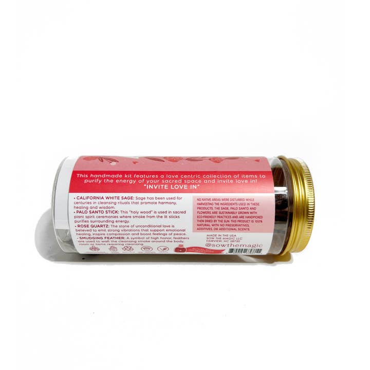 Sow the Magic - Wholesale Meditation Supplies - Love Ritual Kit Jar with Rose Quartz, Palo Santo + Sage2
